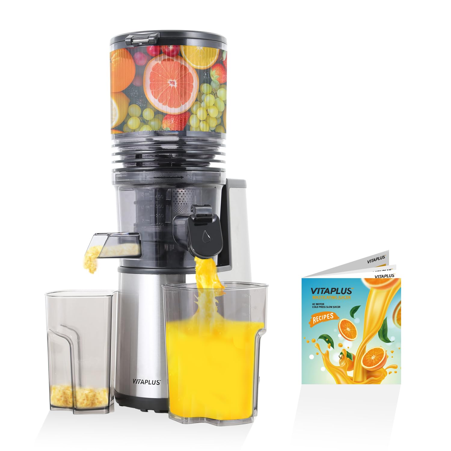 Cold Press Juicer Upgraded AC Motor Masticating Juicer Never Wears Stainless Steel Auger Slow Juicing Extractor Machine with