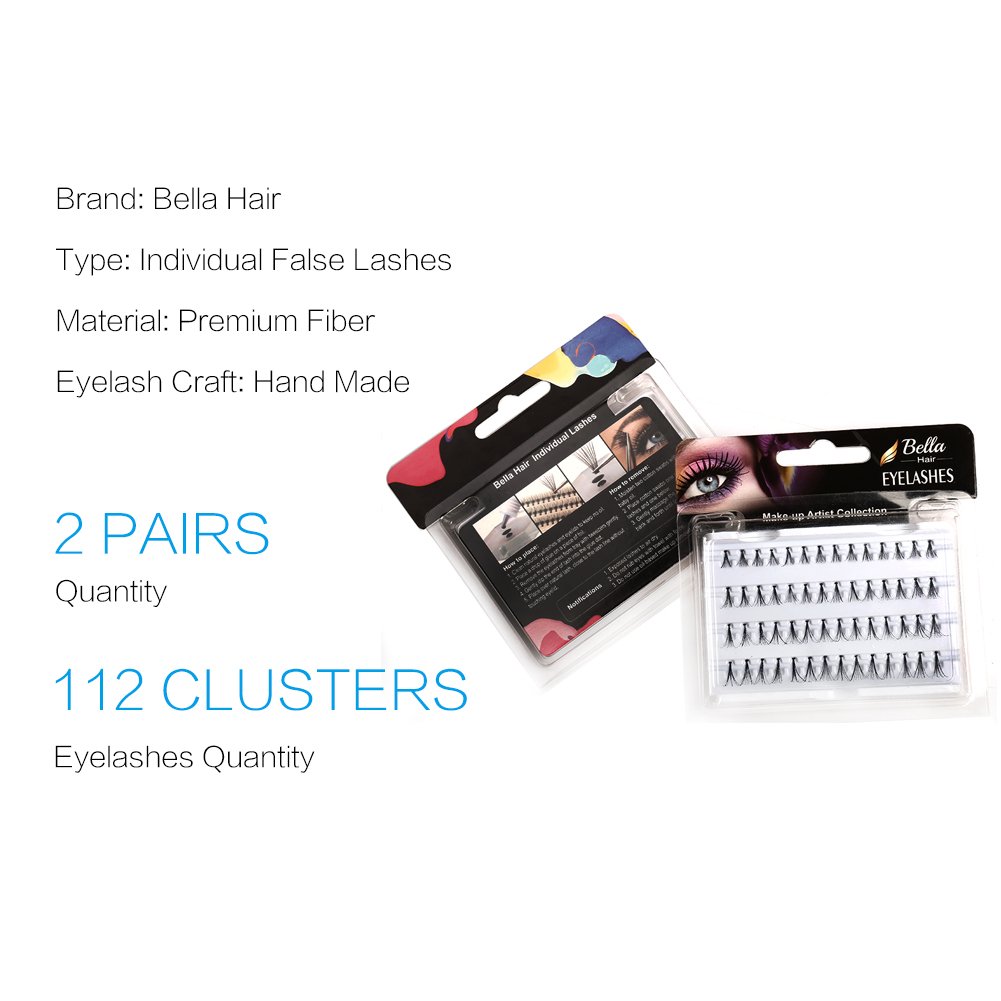 Bella Hair 10 Root 8/10/12/14mm Natural Individual Eyelashes Extensions Handmade Flare False Lashes (2 pack 112 clusters)