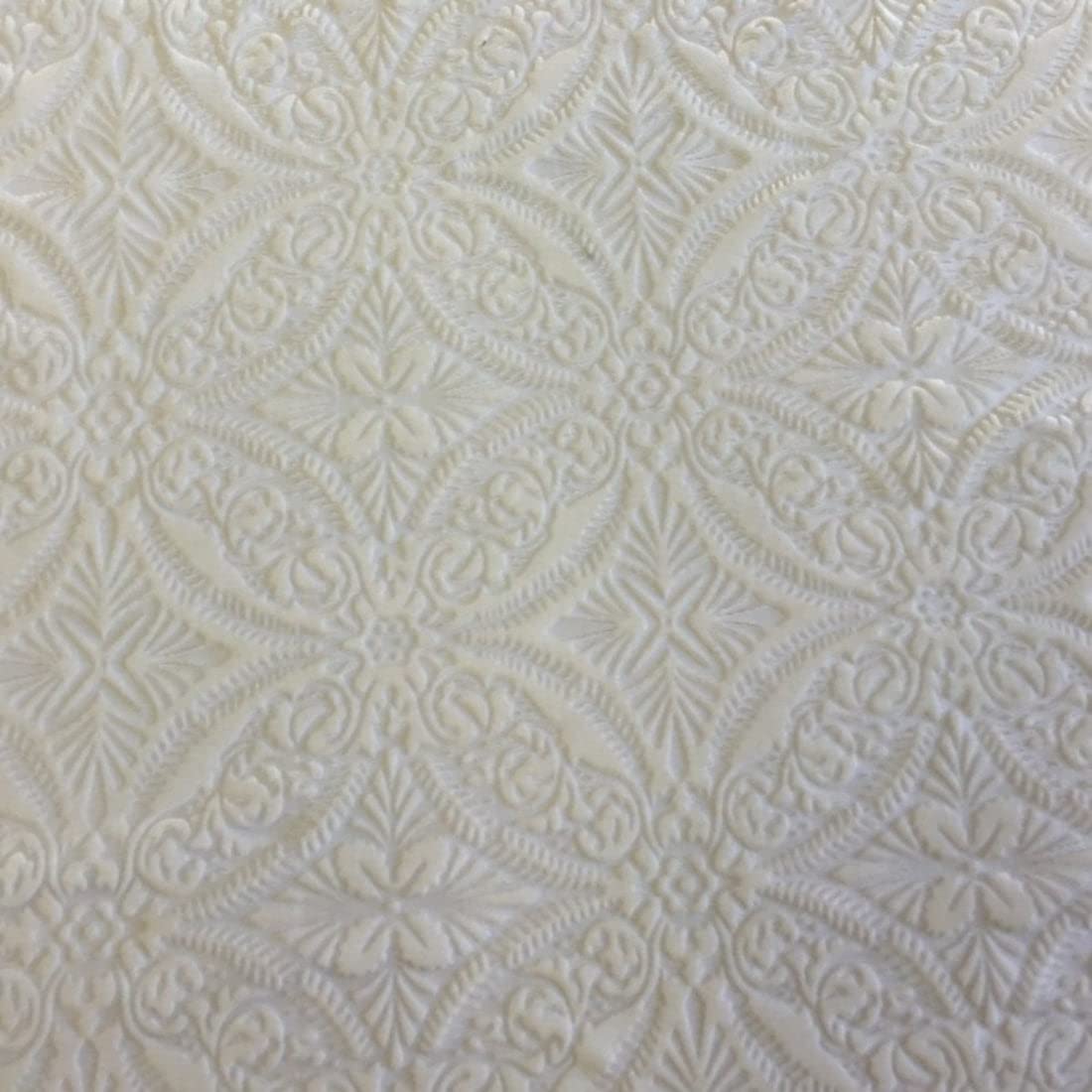 White Lili Burnout Damask Geometric Stretch Velvet Fabric -Sold by The Yard- 60"