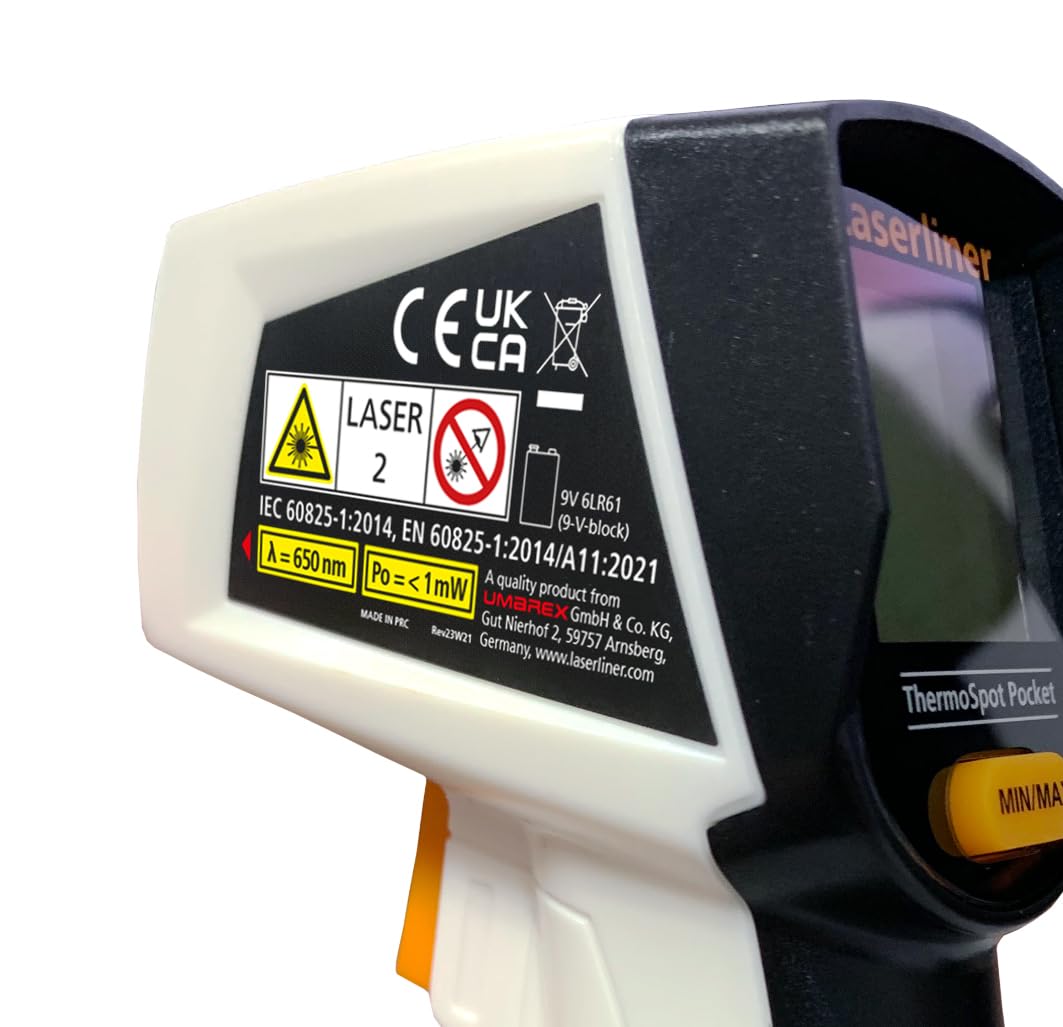 Laserliner ThermoSpot Pocket Infrarot Thermometer Digitales Temperaturmessgerät -40 °C bis 400 °C Min Max Anzeige