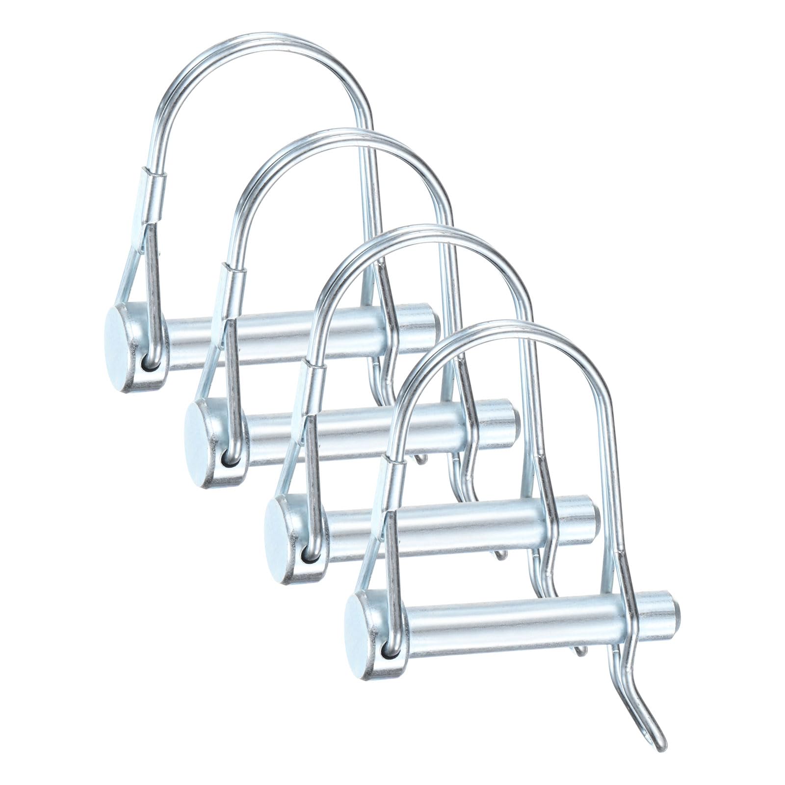 M METERXITY 4-Pack Trailer Coupler Pin, 8mm x 45mm(DxL) Carbon Steel Galvanized D Shape Trailer Coupler Pin with Arch Wire Lock Pin for Farm Trailers/Lawn Mowers/Garden, Coupler PTO Shaft โ image 1