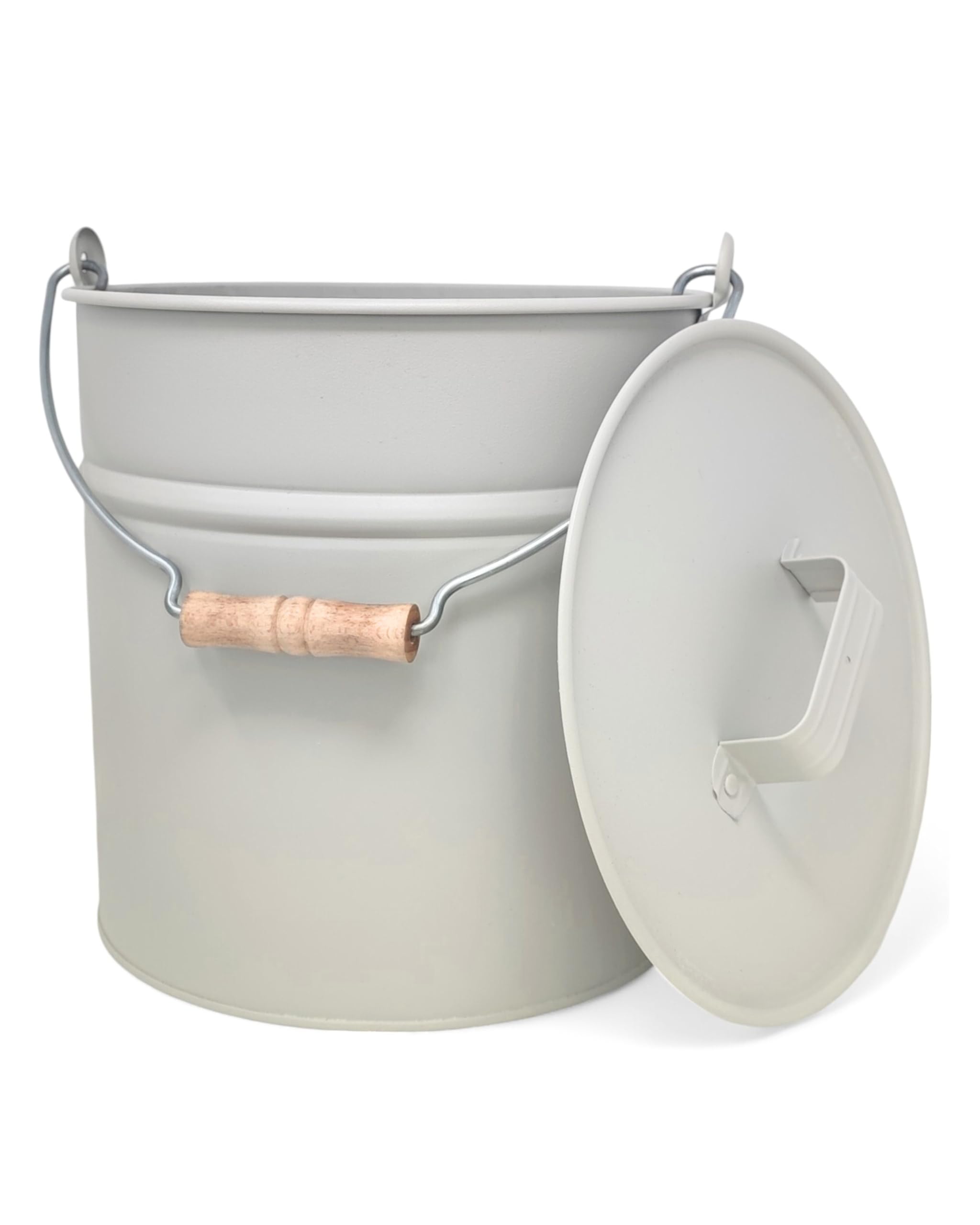 LIVLIG Cubo de Cenizas Con Tapa, 10 L, de Zinc, Metal, Beige - Accesorio Para Chimenea