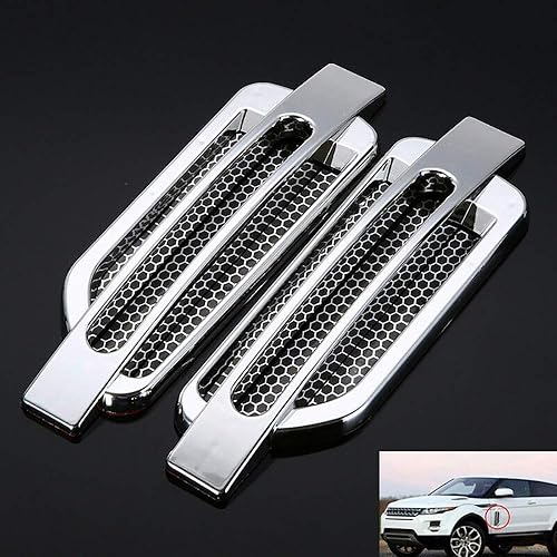 Miniatura 3 de Capucha de ventilación para guardabarros de coche, cubierta de ventilación de capó de entrada de aire cromada plateada