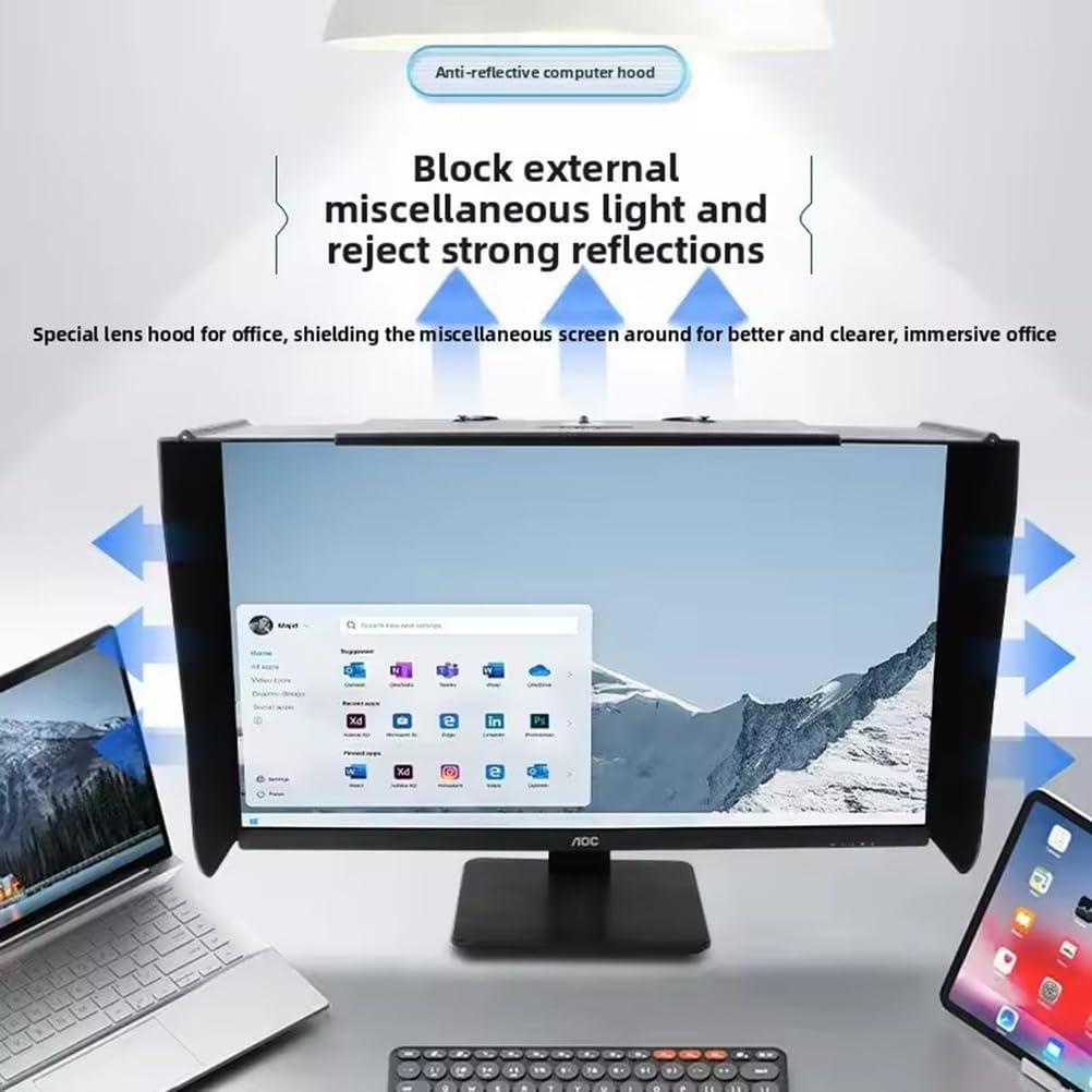 Visiera parasole regolabile per monitor, antiriflesso, protezione della privacy, allevia l'affaticamento degli occhi per schermi da 17 a 27 pollici