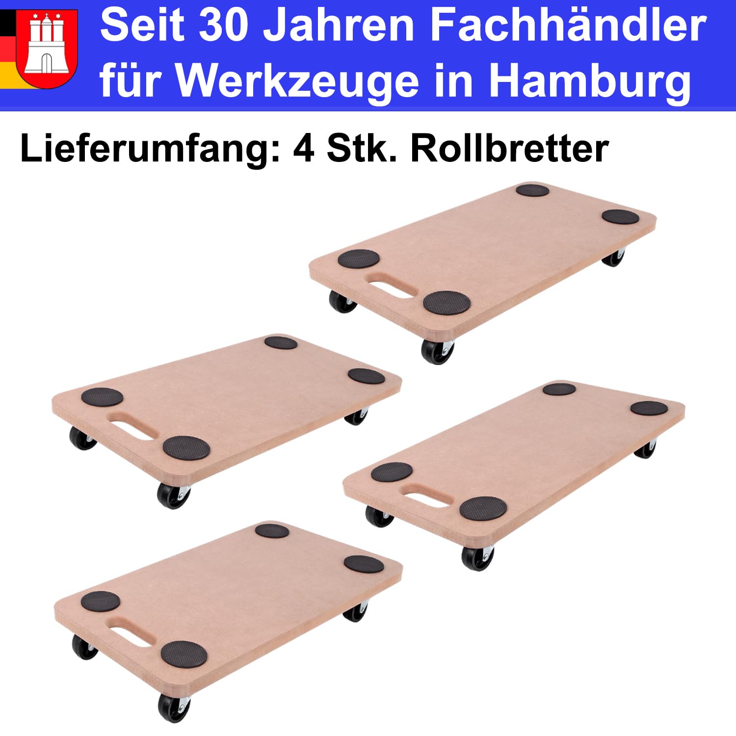 Rollbrett Transportroller 4 STK. Möbelhund bis 200kg Rollwagen Handwagen Transportkarre Transportwagen Möbelroller Kistenroller Transporthilfe