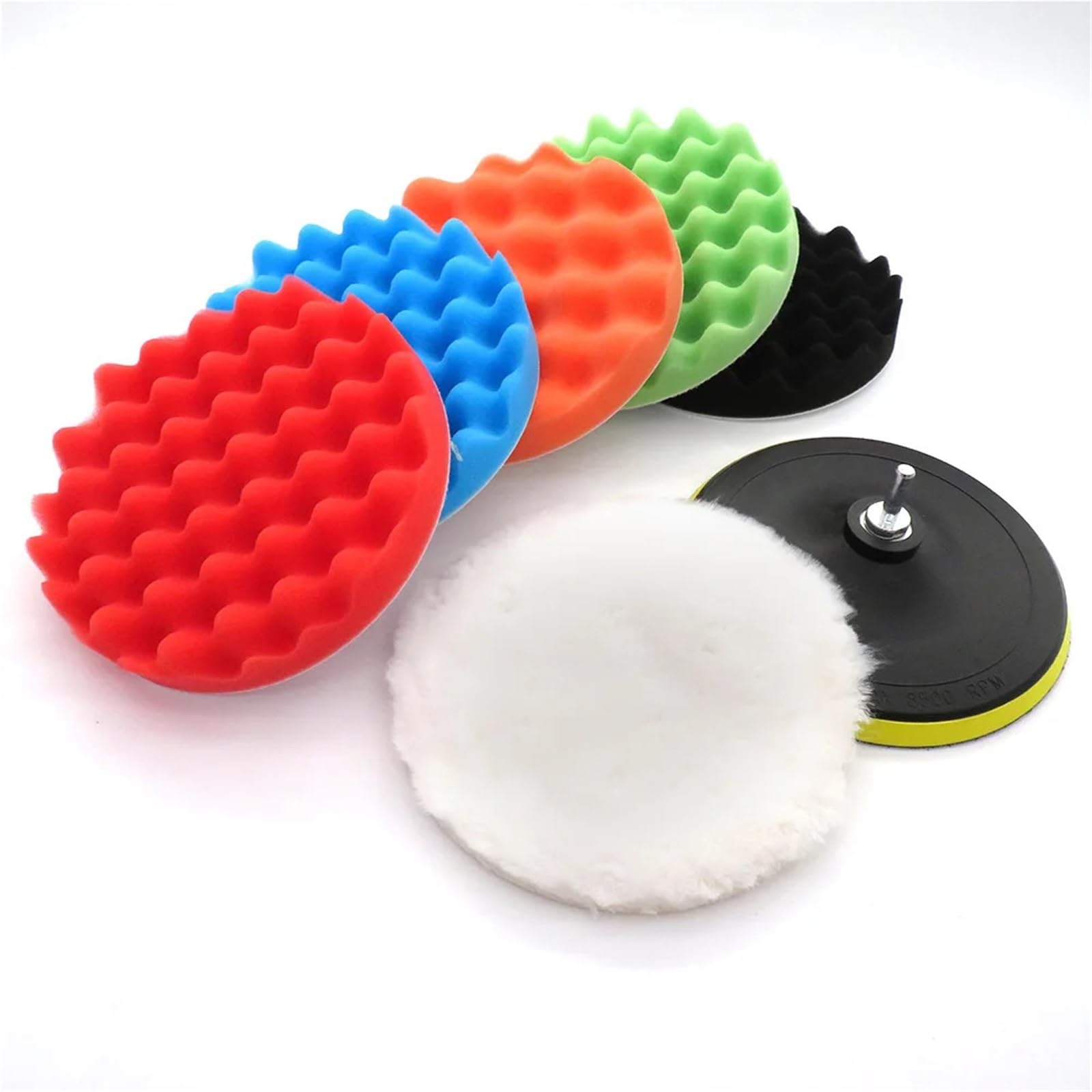 Polierschwämme Schwamm-Polierpads, 8-teiliges Set, 7,6 cm, 15,2, 17,8, Trägerplatte, M14-Gewindeschneid-Set for Autopolierer(7 inches)