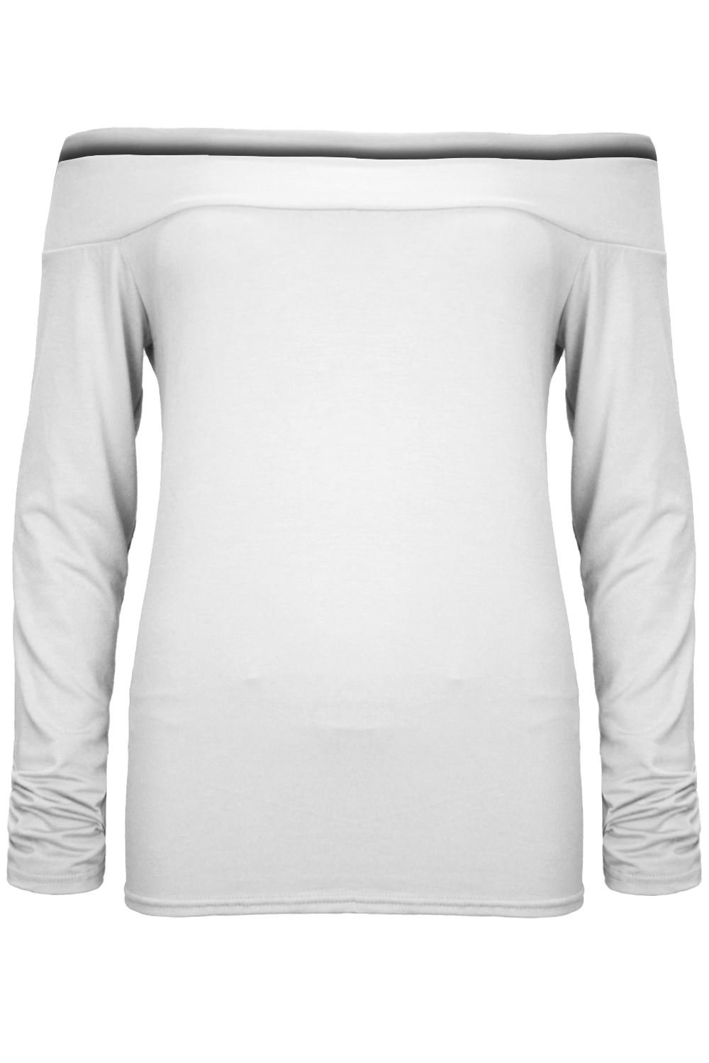 Fashion Star Womens Off The Shoulder Bardot Long Sleeves Casual Party Stretchy Blouse Tee T Shirt Top Plus Sizes UK 8-22