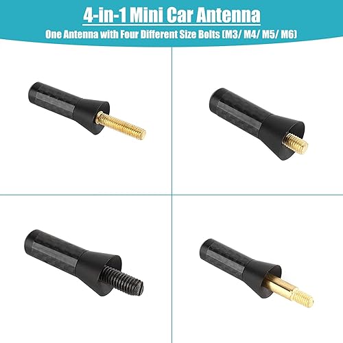 Miniatura 7 de Estink Antena de radio corta para coche, 1.4in, fibra de carbono, tornillo de radio, antena de aluminio para decoración corta, reemplazo universal,