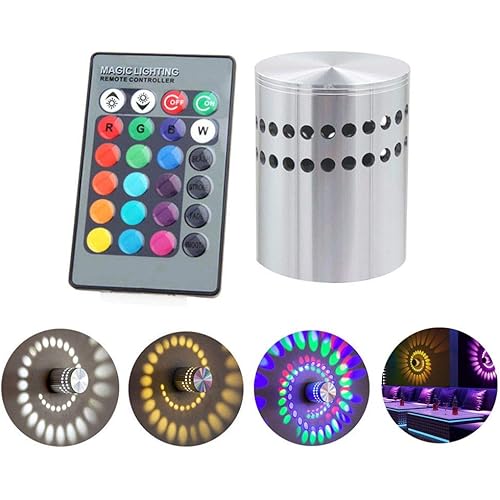 3W Spiral LED Wall Light, Aluminum Sconce Ceiling Light Aisle Bedroom Vestibule Foyer Cafe Corridor LED Lamp, Creative Indoor Wall Decoration Light Lighting (RGB with Remote)