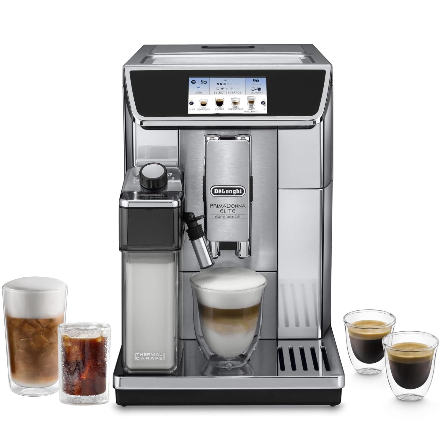 De'Longhi Primadonna Elite Experience ECAM650.85.MS Automatic Bean to Cup Coffee Machine, Stainless Steel, 1450 W, 1 Liter, Silver [Energy Class A] [Energy Class A]