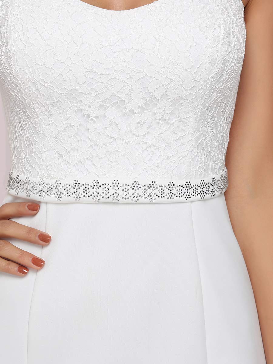 Ever-Pretty Robe de Mariée Sirène Longue Femme Décolleté Coeur à Mancherons en Dentelle Bohême EH00218
