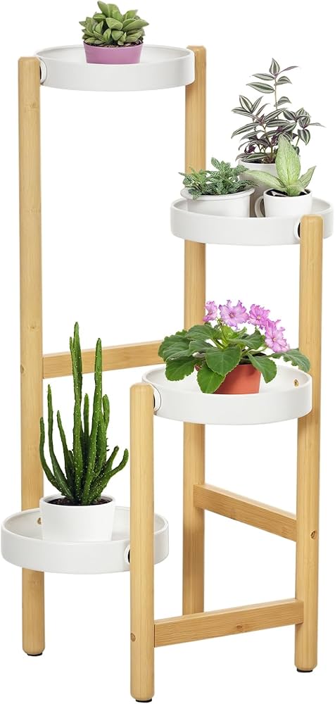 GOPLUS Support Pour Plantes En Métal à 2 Niveaux, Présentoir Pour Pots De Fleurs Intérieurs Et