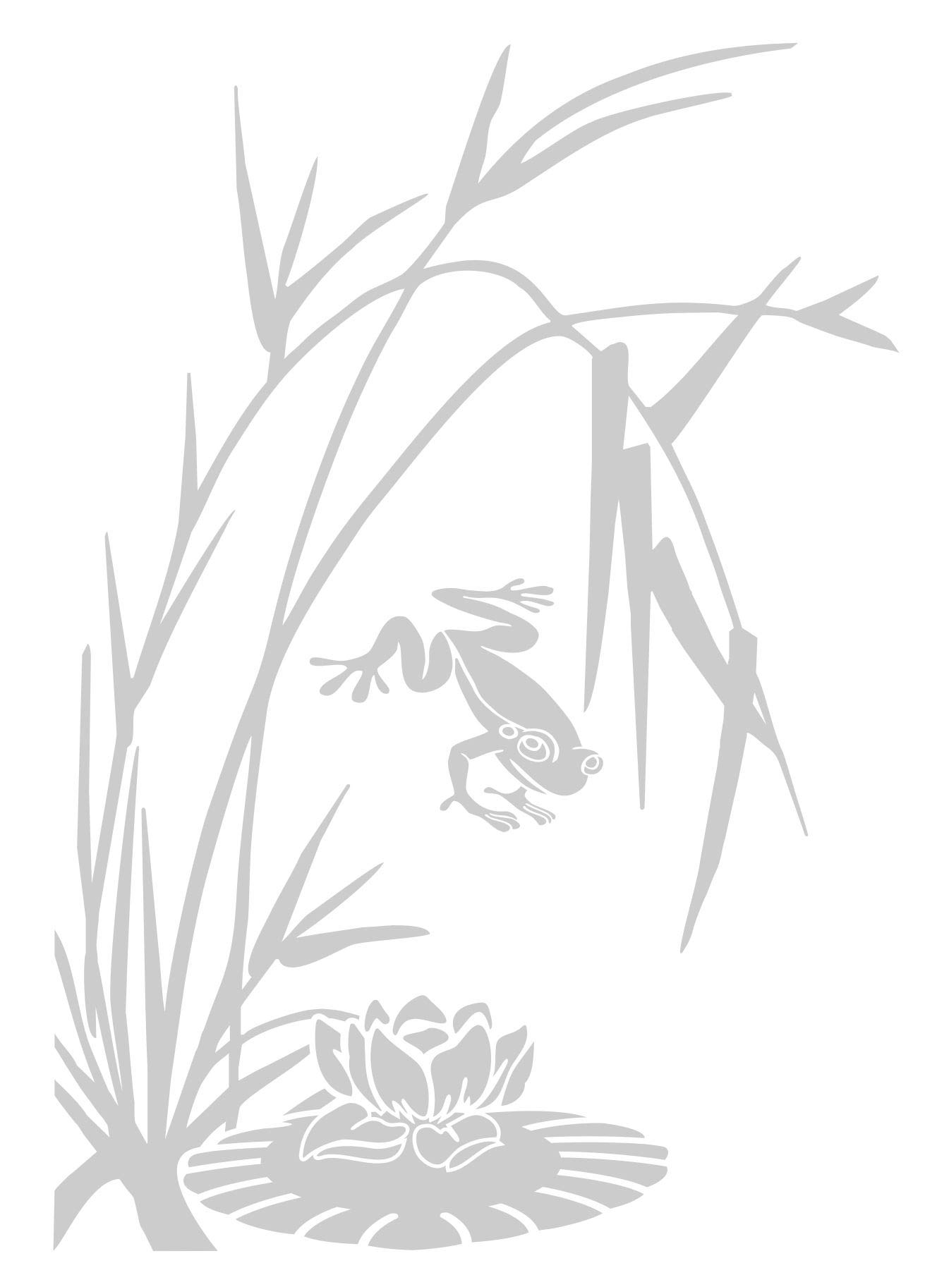 Metal Monkey Stickers Frog Water Lily Pond Frosted Etch or Stained Glass Effect Window Decal Facing Right H200mm x W140mm Glass Etch