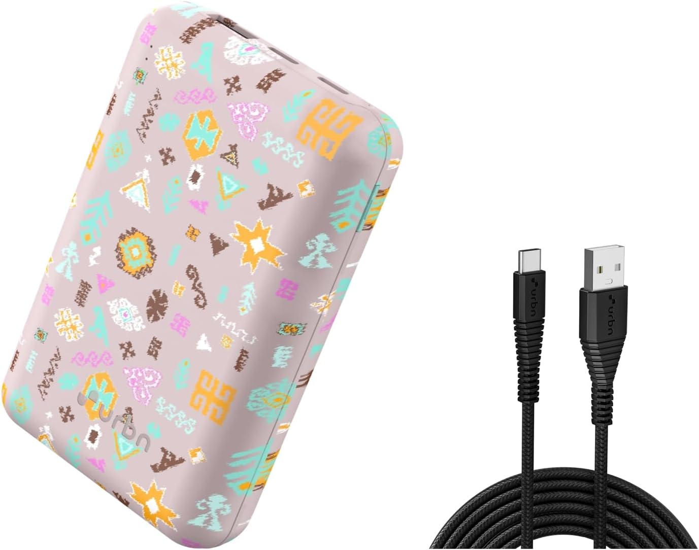 URBN 20000 mAh Nano USB Type-C Input Power Bank - Payal Singhal Edition (Pink) with USB to Type C Cable
