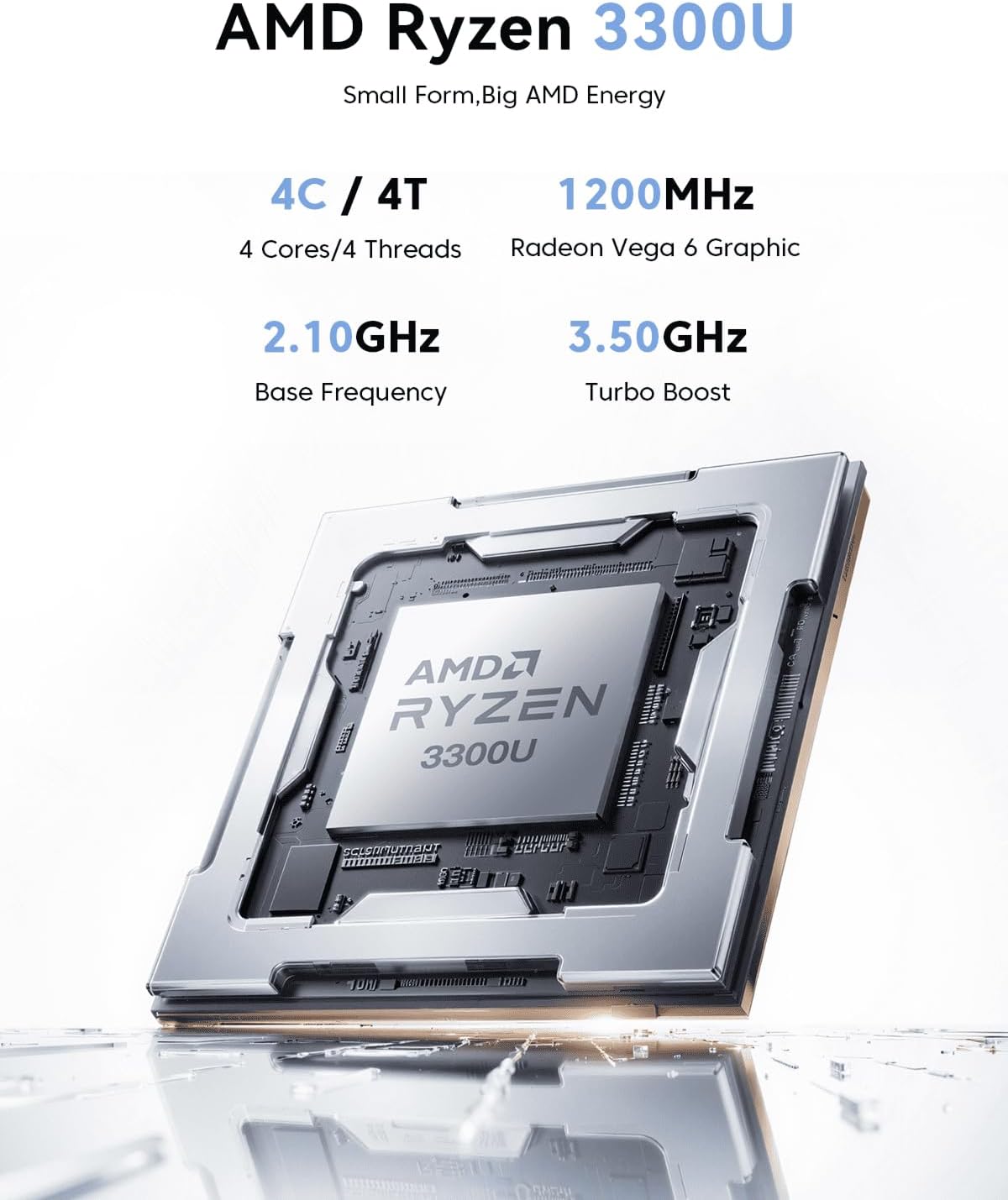 KAMRUI Pinova P1 Mini PC AMD Ryzen 3300U(Βeats N5095/N5105,up to 3.5GHz), Mini PC W11 Pro 16 GB+1TB M.2SSD, Mini Computer 4K Triple Display/LAN/WiFi/BT/USB3.2 Type-C/HDMI2.0/DP1.4 Home Office - Image 3