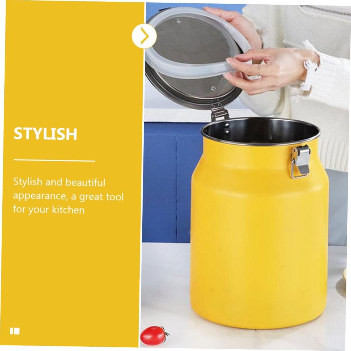 PRETYZOOM Stainless Steel Rice Storage Bucket Capacity Airtight Food Container for Home Kitchen Grain and Flour Storage Multi Functional with Smooth Edges