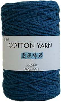 1PCS 200g 7.1oz Soild Color Hollow Knitted Crochet Yarns Nylon Cord Polyester Thread Round Rope Yarns for DIY Handbag Purse Basket Crochet Bag Fabric Yarn 250g, Navy