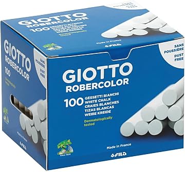 Fila Giotto Robercolor Chalk - Dust-Free White Chalk (Pack of 100)