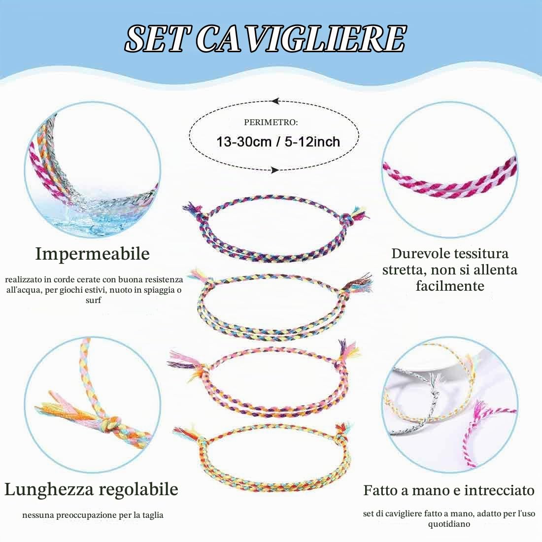 30 Pezzi Braccialetti Amicizia Braccialetti Multicolore Braccialetto Dell'amicizia Intrecciato Bracciali in Stile Boemia Bracciali in Tessuto Regolabile