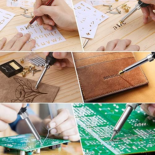 51 in 1 Pyrography Kit Wood Burning kit Soldering Iron 60W 32 Replaceable Tips Adjustable Temperature Circuit Board Soldering Tools Pyrography On Leather Cork CHOYA