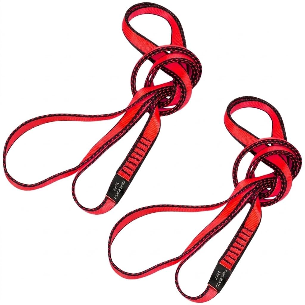LETTO & TAILOR Climbing Sling Pack of 2 22 KN Band Sling Climbing 19 mm CE Certified Red 120 cm