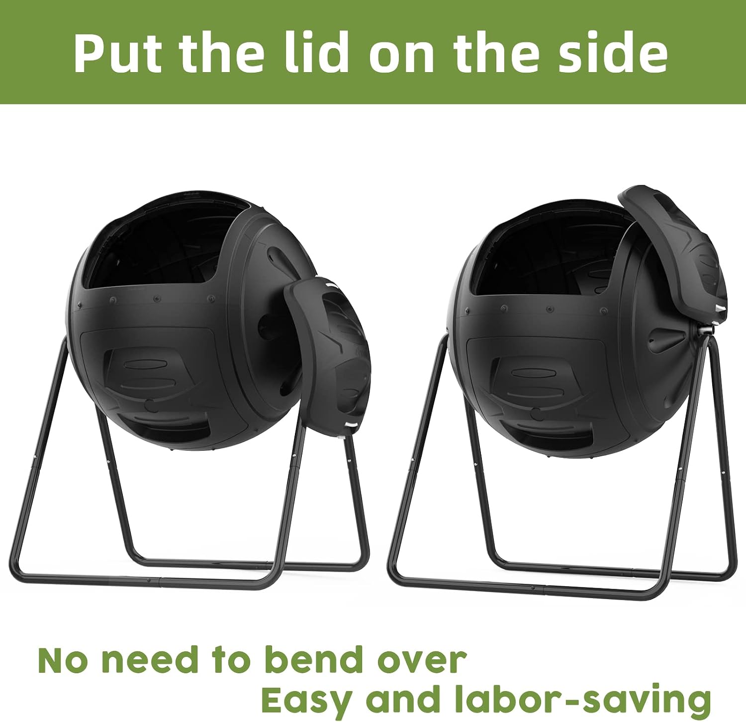 SQUEEZE master Light Weight Spherical Compost Bin Tumbler Outdoor Garden- Quick Assembly -with Drain Plugs to Collect Liquid-Fast Composting (35 Gallon,Black)