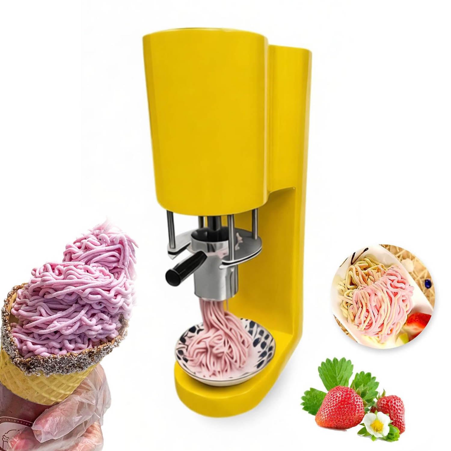 XueFulxion Automatic Spaghetti Maker with Digital Controls – Professional Soft Serve Ice Cream Machine for Bakeries,Buffets,Cruise Ships,and Catering Companies,Features Easy-Clean Design Yellow