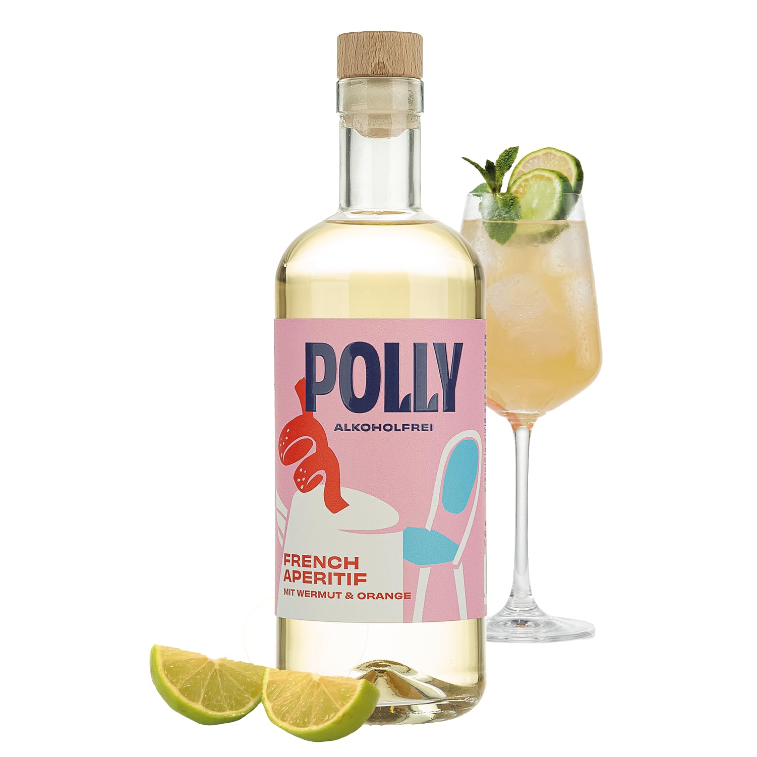 POLLY French Aperitif I Alkoholfreier Aperitif mit Wermutkraut & Orange I vegan, glutenfrei, ohne künstliche Farbstoffe und Aromen I perfekte Basis für alkoholfreien Wild Berry Spritz