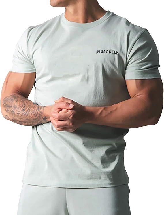Amazon Musgneer ジムtシャツ メンズ フィットネス トレーニングウェア ストレッチ 半袖 細身 トップス スポーツ 筋トレ Tシャツ 大きいサイズ アウトドア シャツ 通販