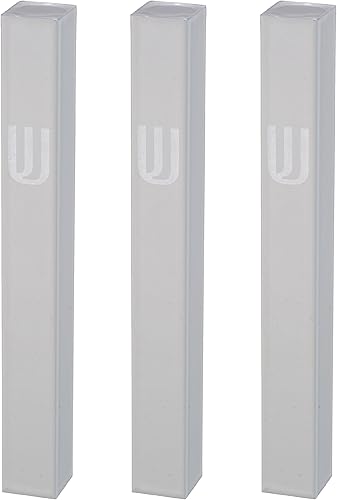 Miniatura 25 de 3 piezas de aluminio puerta Mezuzah casos: perfil especial, sin agujeros, 3-Inch 2.8 in hebreo pergamino pergamino titular cajas