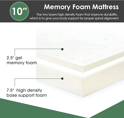 Miniatura 48 de PayLessHere - Colchón de espuma viscoelástica con gel, 6 pulgadas, tamaño queen, con certificación CertiPUR-US, sin fibra de vidrio, cama en una