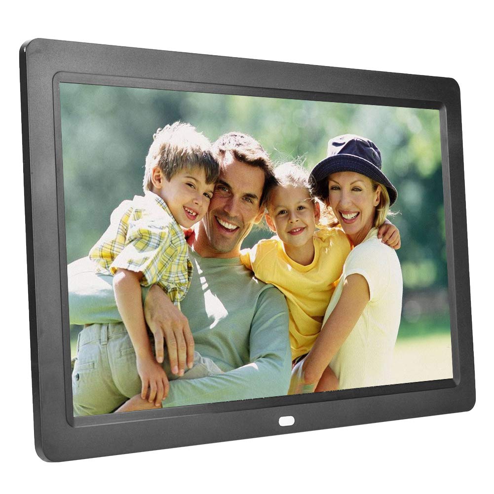 Marco de Fotos Digital de 12 Pulgadas con Control Remoto, Pantalla LED HD de 1280x800 Marco de Fotos electrónico con Calendario de Alarma Encendido/Apagado automático(Negro)