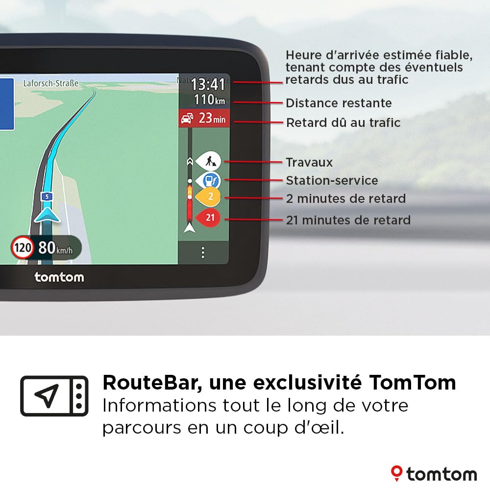 TomTom GPS Voiture GO Classic 2ème génération (6 Pouces, Info Trafic, Essai Alertes des Zones de Danger, Cartes EU, Mise à Jour Via WiFi, Guidage sur Changement de Voie, Fixation Reversible Intégrée)