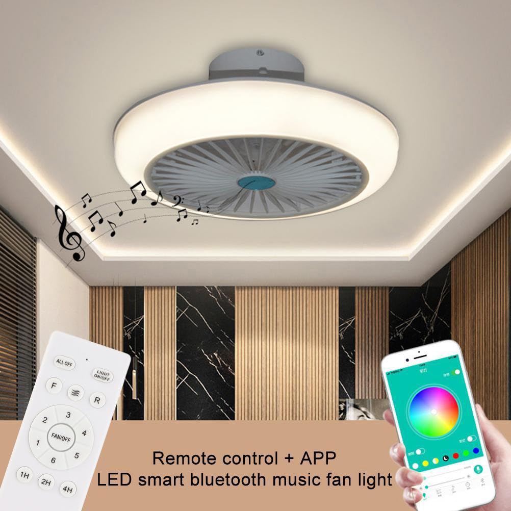 Fdit Wentylator Sufitowy LED z Głośnikiem Bluetooth, 72W 220V z Pilotem