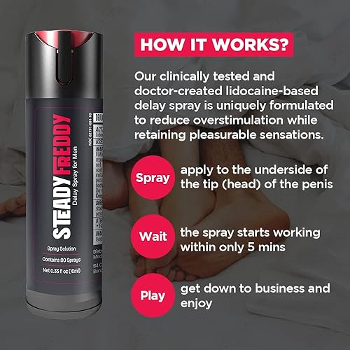 Miniatura 4 de Steady Freddy - Spray de retardo desensibilizante prémium para hombres  Probado eficaz, dura más tiempo en la cama  Extiende el placer y prolonga el