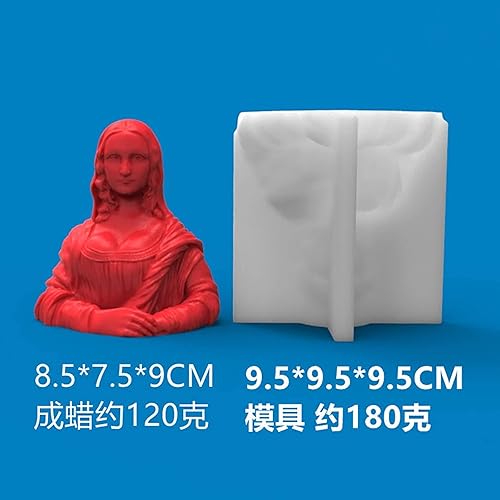Miniatura 3 de Grainrain Moldes de vela 3D para jabón de silicona para pilar, moldes de cera artesanales hechos a mano de Mona Lisa (F18-D44)
