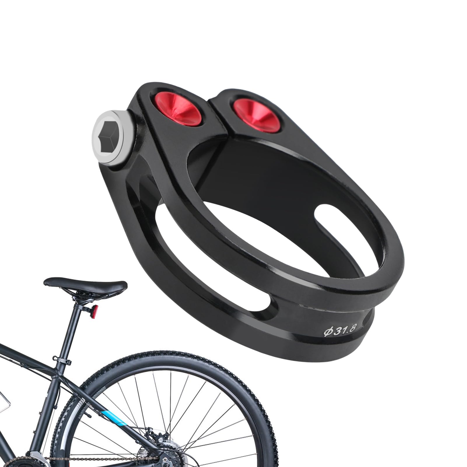 Morsetto per sella, morsetto da sella per bicicletta - Clip per tubo da | sella portatile in lega 31,8/34,9 mm | per anelli di serraggio reggisella, clip per tubo reggisella, per