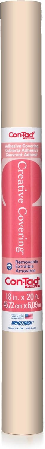 Con-Tact Brand Creative Covering, Self-Adhesive Shelf Liner, Multi-Purpose Vinyl Roll, Easy to Use and Apply, 18'' x 20', Almond