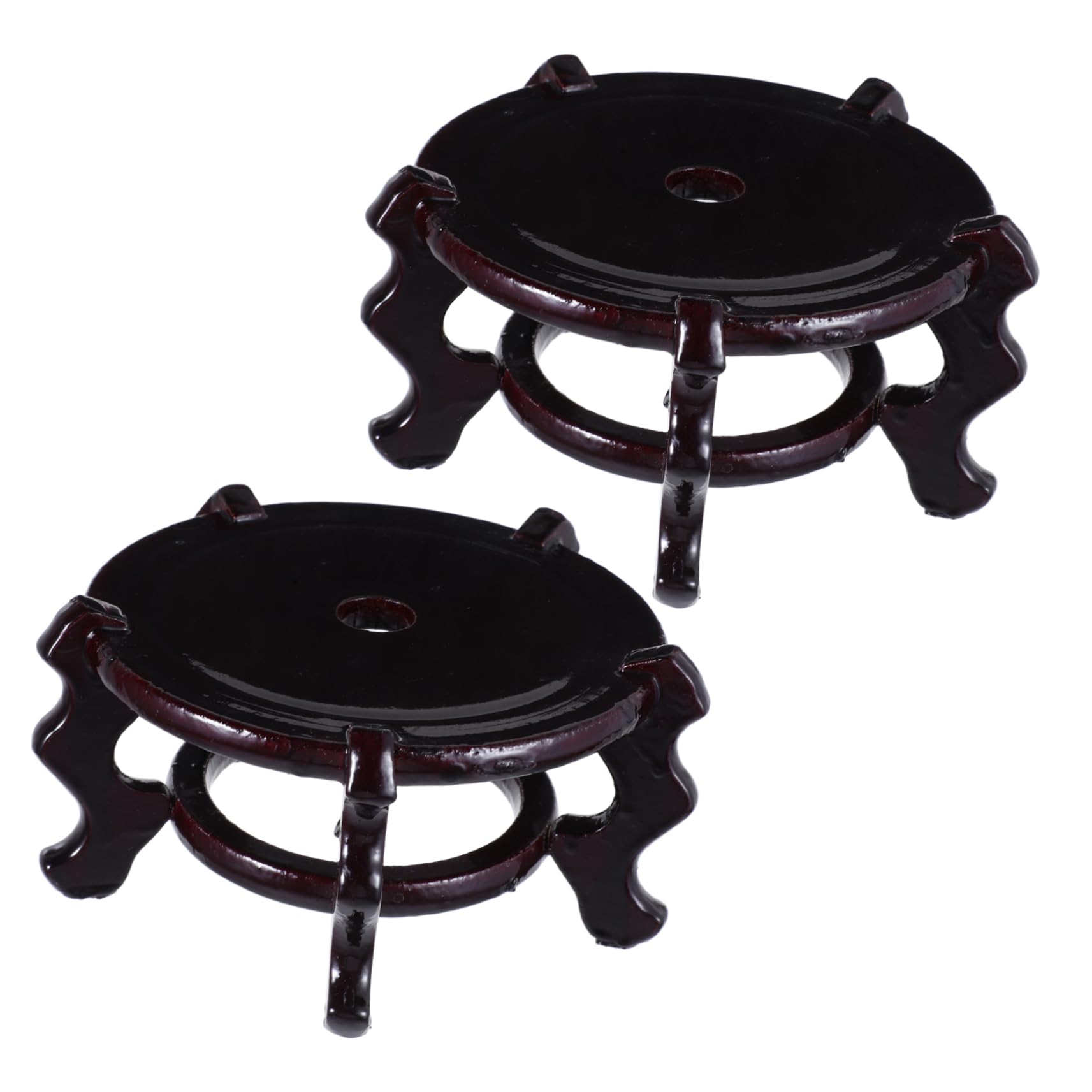 Soporte de Madera Redondo para Macetas 2piezas Diseño Creativo y Soporte Resistente Adecuado para Interior y Cualquier Rincón del Hogar