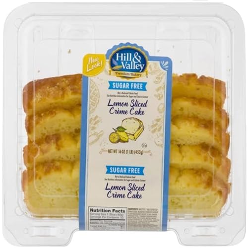 Hill & Valley - Pastel de crema en rodajas sin azúcar, limón, 16 onzas, paquete de 2