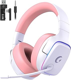 Gvyugke Wireless Gaming Headset, 2.4GHz Gaming headphone for PS4 PS5 PC Switch Mac, Bluetooth 5.3 Wireless Headset with Mi…