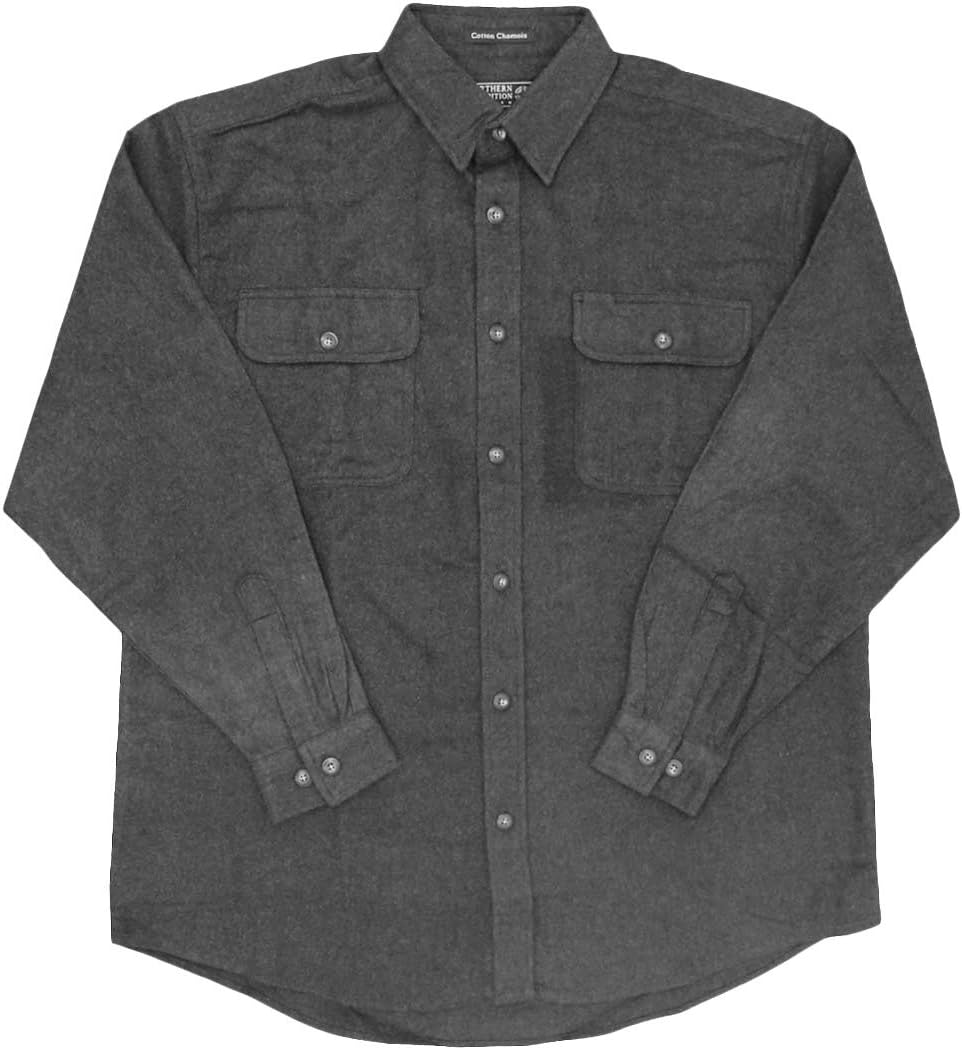Northern Expedition Men's Heathered Chamois Button Down Shirt (Extra Large, Grey)