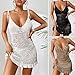 Bottone Bathing Suit Up for Women Hollow Out Bikinis Up Sleeveless Beach-Dress V-Neck Crochet Dress