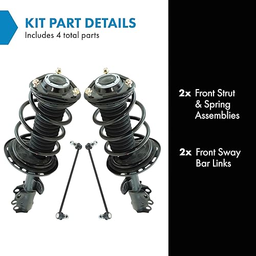 Miniatura 827 de TRQ Kit de suspensión delantera, conjunto de amortiguadores y resortes, barra estabilizadora, enlace estabilizador compatible con Chevrolet