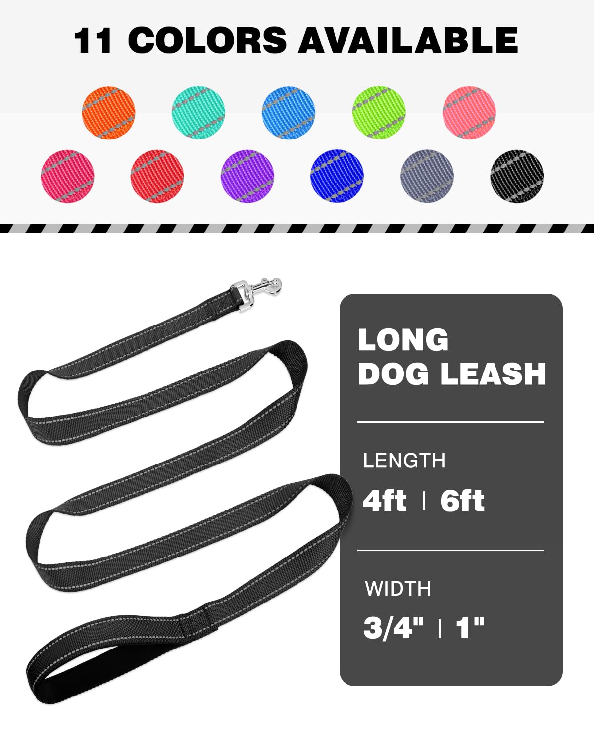 Erbine 4FT Reflective Dog Leash With Padded Handle - Heavy Duty Nylon Leash For Small To Large Dogs - View #3