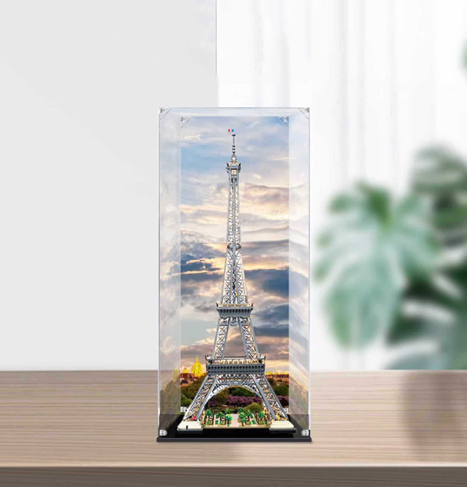 Applicable to LEGO 10307 Paris Eiffel Tower Acrylic Display Box(23.6*23.6*61in), Display Cases for Collectibles, Protect Your Collectibles from Dust with a Clear Showcase(3MM),Background b
