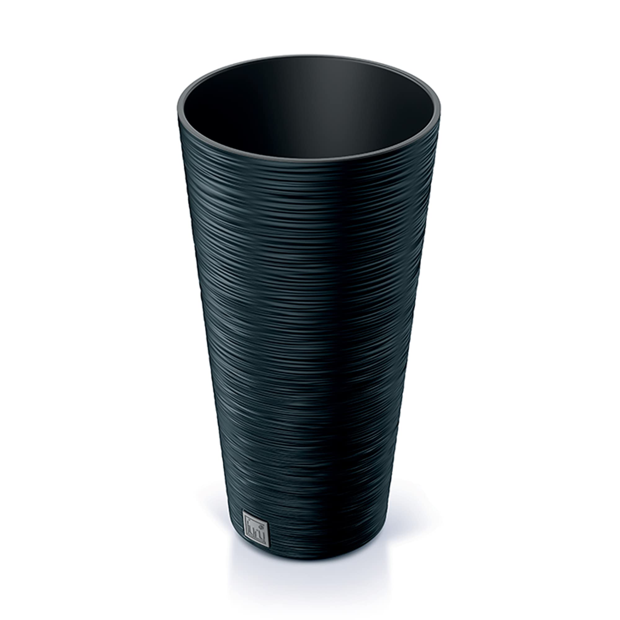 Prosperplast Furu Collection Anthracite Planter with Container, 25 x 25 x 48 cm, Capacity 7.5 L