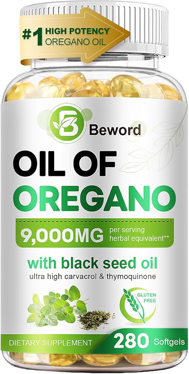 Oil of Oregano with Black Seed Oil, 9000mg Per Serving, 280/560 Softgel, 2-in-1 Oregano Supplement for Immune Health with High Carvacrol & Thymoquinone | Plant Based, Non-GMO, & Immune Support