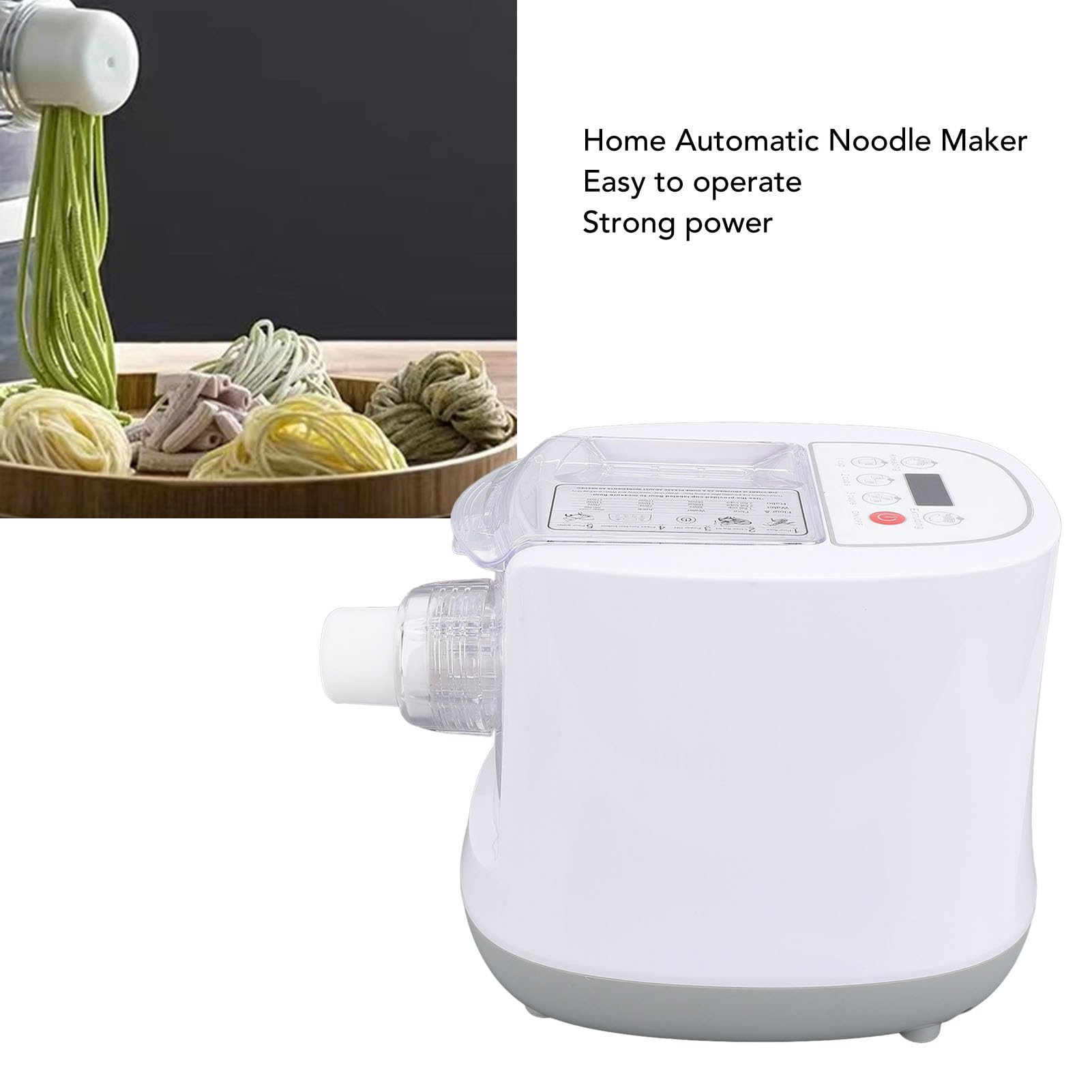 Asixxsix Electric Pasta Maker, Noodle Machine with 11 Pasta Shape Plates Automatic Noodle Maker for Home Kitchen, ABS Material, Sensor Switch, High Stability, Heat Dissipation (US Plug,