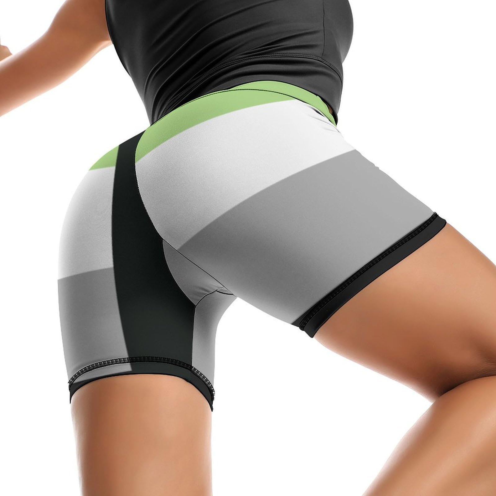 JYYAU Aromantic Pride Flag High Waist Yoga Shorts for Women Athletic Shorts Leggings Running Pants Black